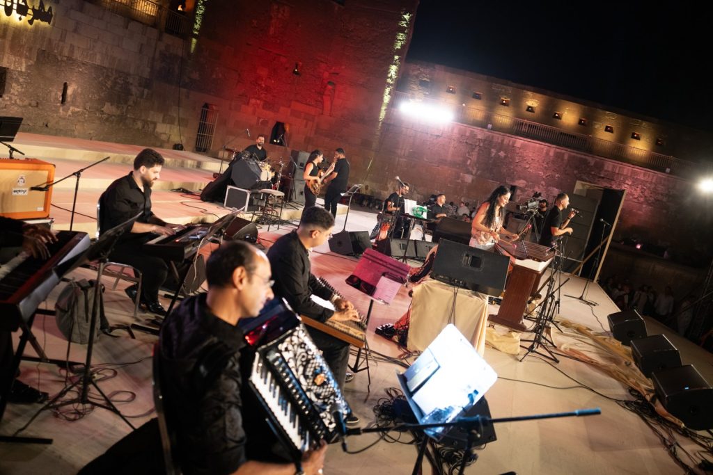 Nesma Abdelaziz performing at the marimba with her ensemble at the Citadel Festival in 2026